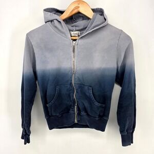 So Nikki Zip Up Hoodie Girls M 10/12 Blue Ombre Rhinestone Peace Sign Y2K Bling